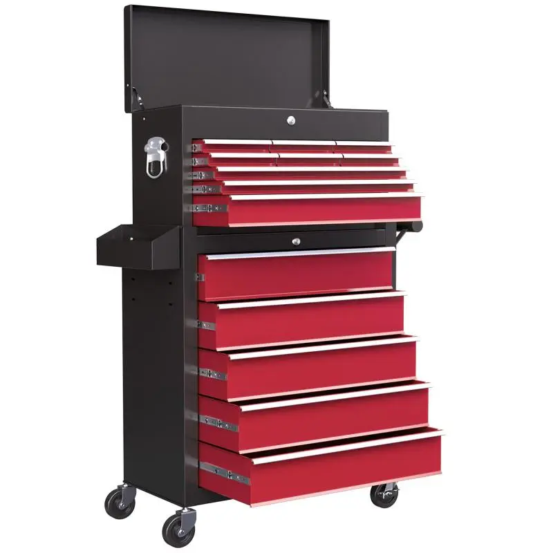 Tool Trolley with 14 Drawers and Lockable Sections