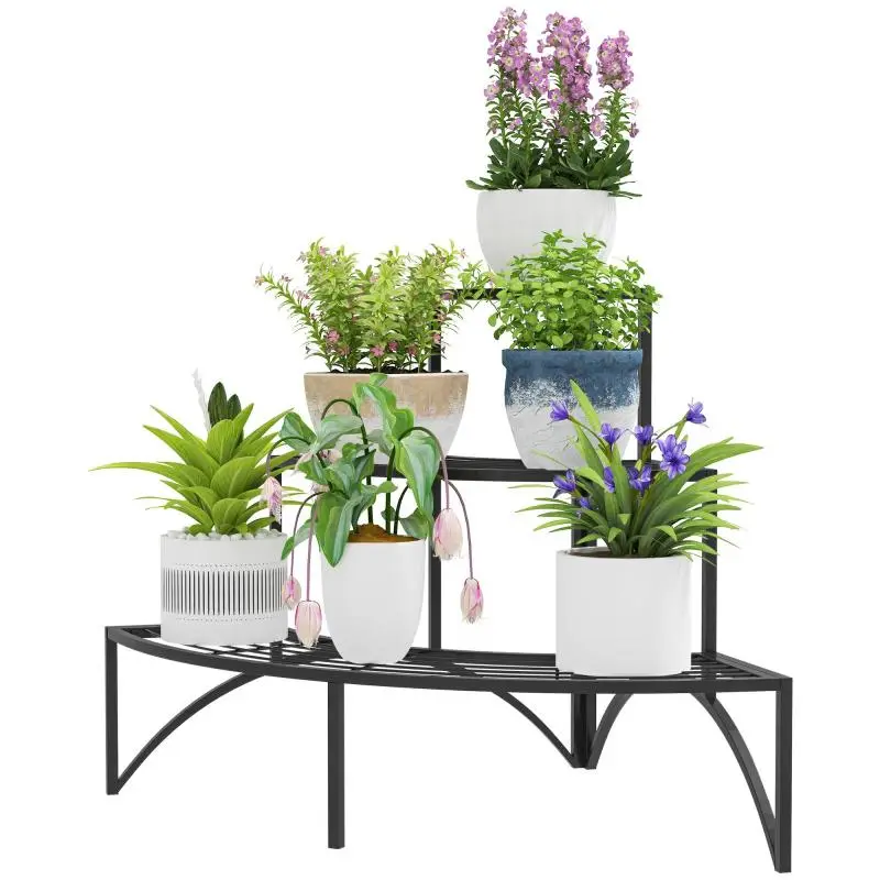 Corner Plant Stand, 3-Tier, Black