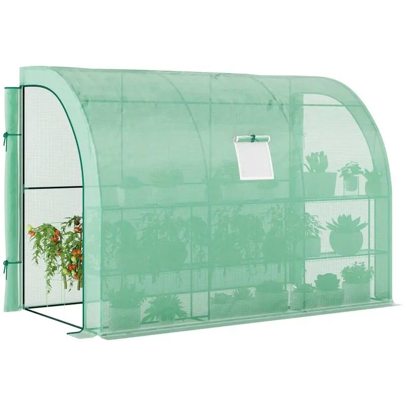 Walk-In Greenhouse with 3 Tiers and Zip Doors
