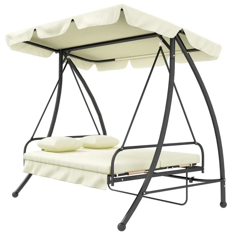 3-Seater Porch Swing with Reclining Function