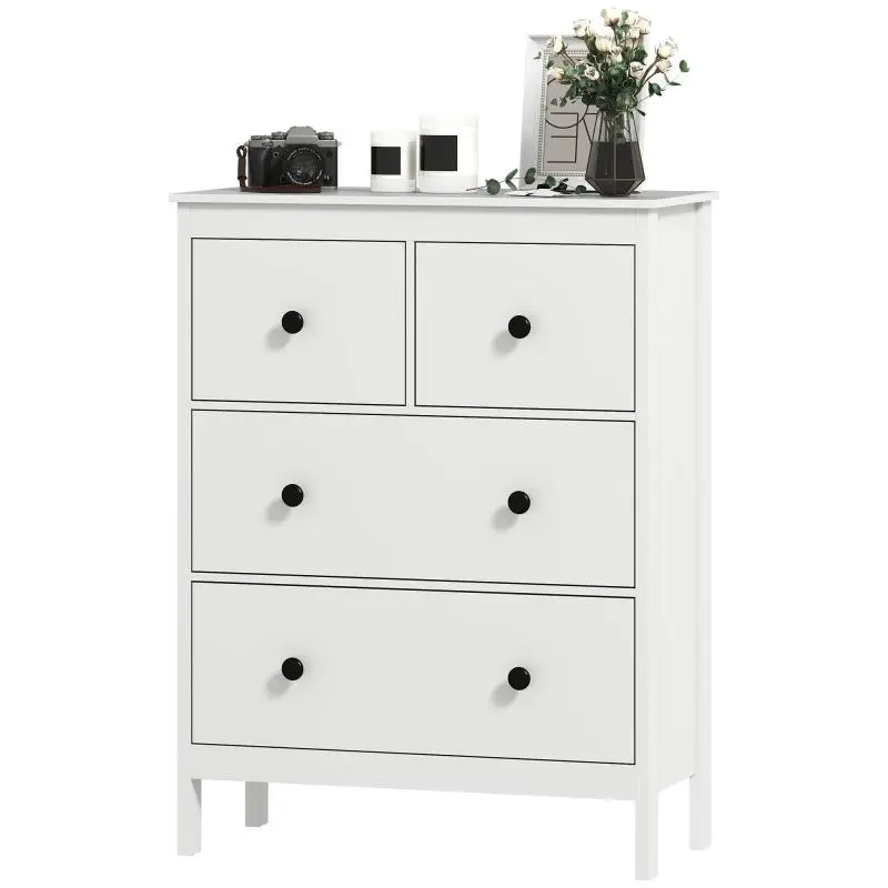 Chest of drawers with 4 drawers, for clothes and bedding, living room, bedroom, hallway, chipboard, white?