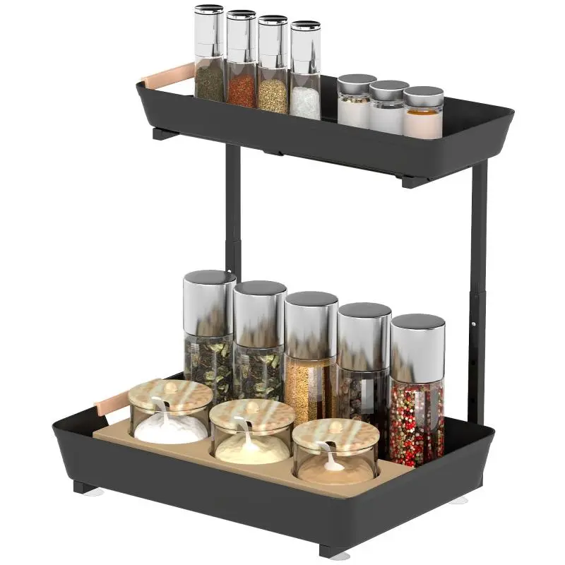 Height-Adjustable Kitchen Shelf with 2 Baskets