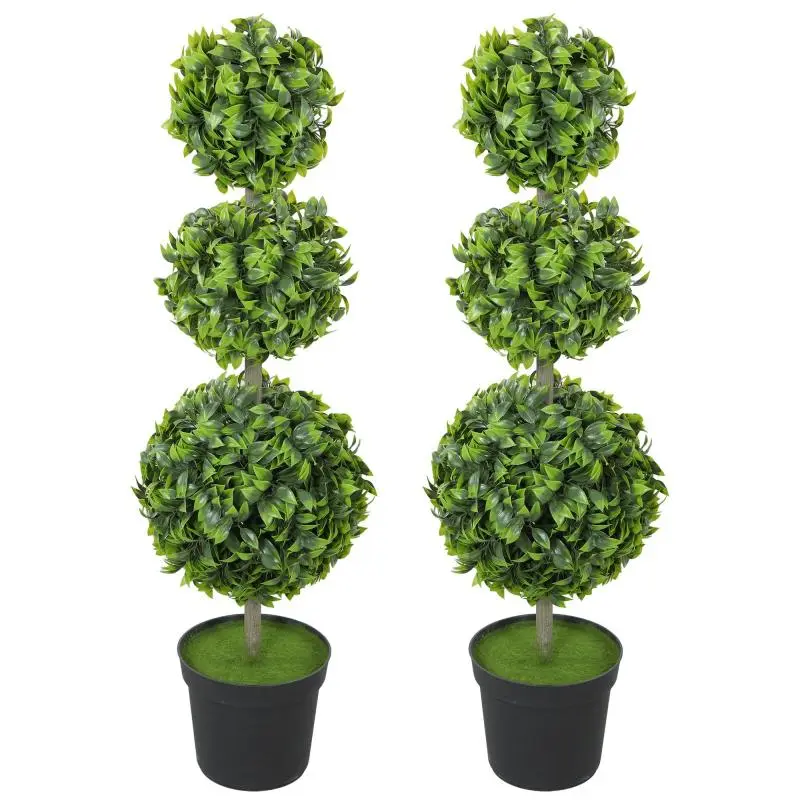 Artificial Ball Topiary Trees, 2 Pack, 100 cm