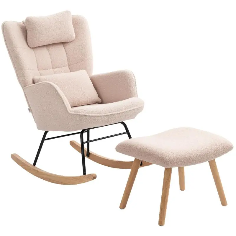 Rocking Chair and Footstool Set, Beige