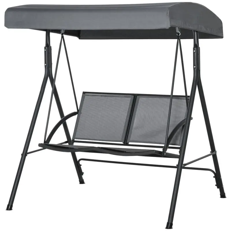 2-Seater Garden Swing with Adjustable Canopy, Dark Grey