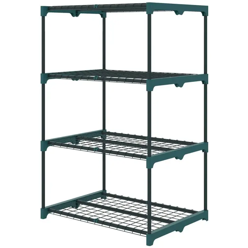 4-Tier Plant Stand, Dark Green, 67 × 49 × 105 cm