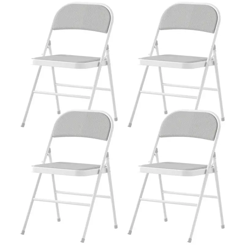 Set of 4 folding chairs, portable dining chairs, steel frame, 45 x 46 x 78 cm, white