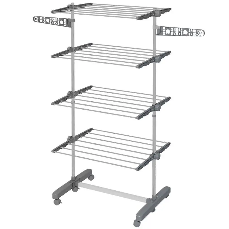 Foldable Clothes Drying Rack with 4 Tiers and Wheels