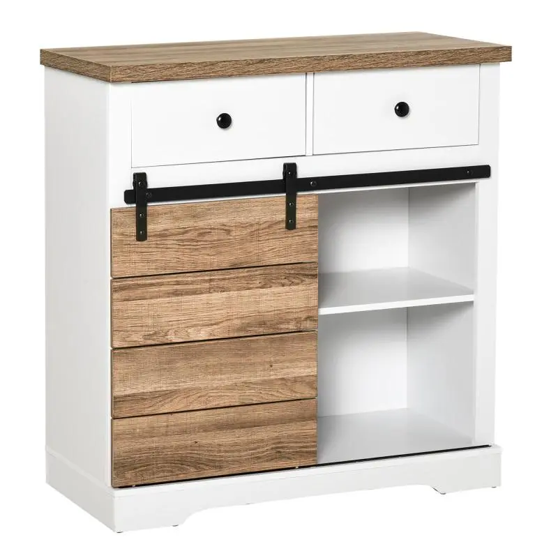 Kitchen Cabinet with 2 Drawers and Wine Rack