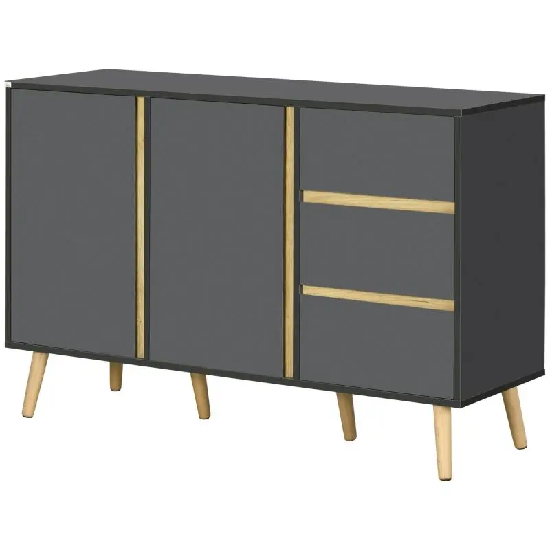 Low Sideboard with 2 Doors and 3 Drawers, 120 x 40 x 80 cm