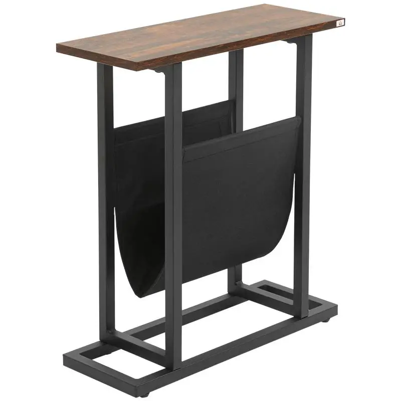 Industrial Side Table with Magazine Rack
