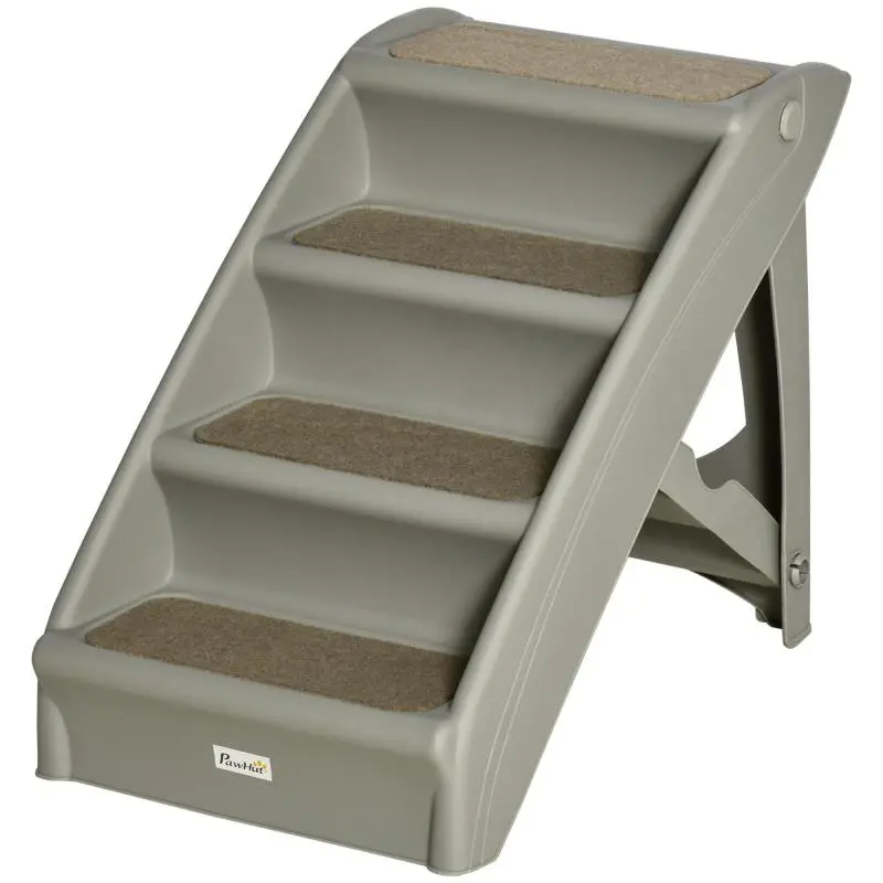 Foldable 4-Step Pet Stairs, Grey