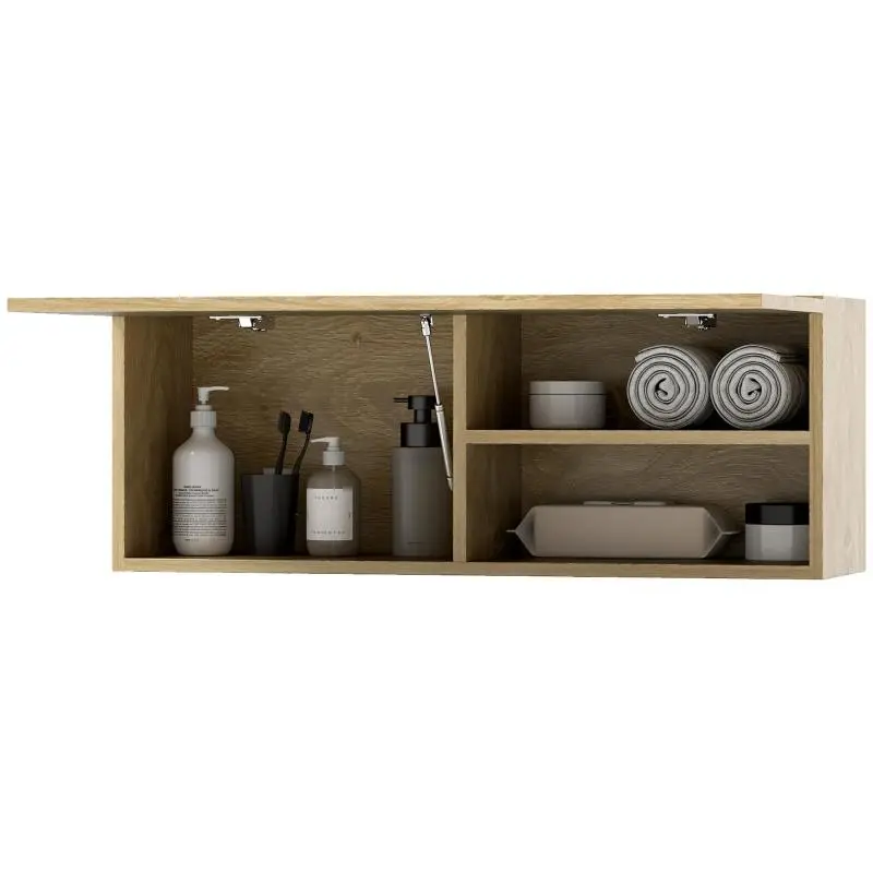 Wall-Mounted Bathroom Cabinet, 80 cm, Natural Wood
