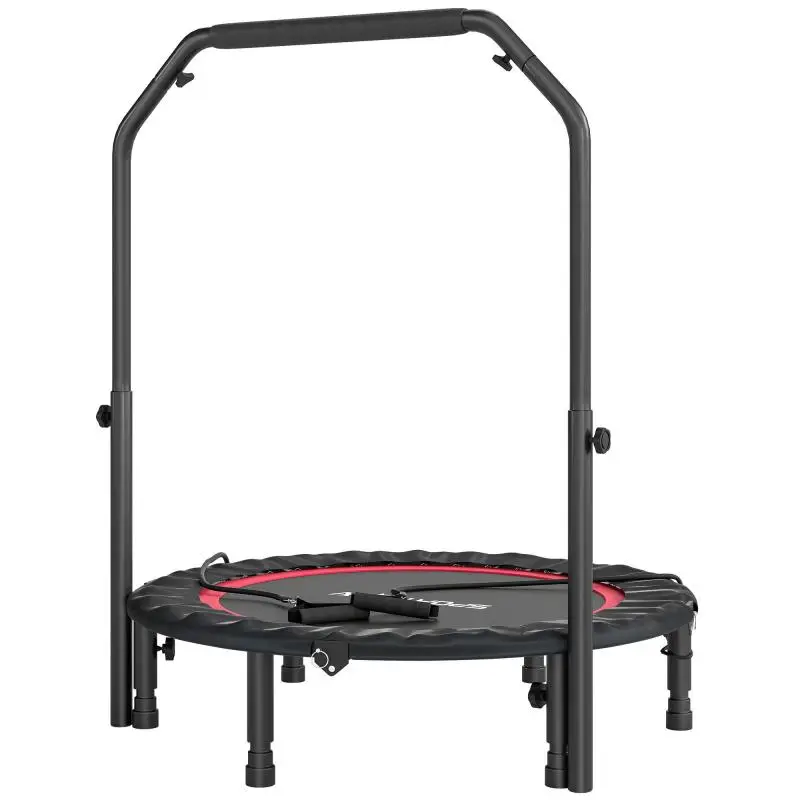 Foldable Fitness Trampoline with Handrail, 102 cm, Red and Black