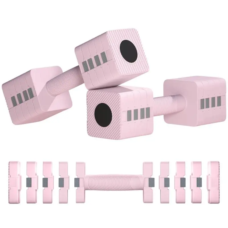 10kg Dumbbell Set with Non-Slip Handle and Square Design for Home Gym Training - Pink