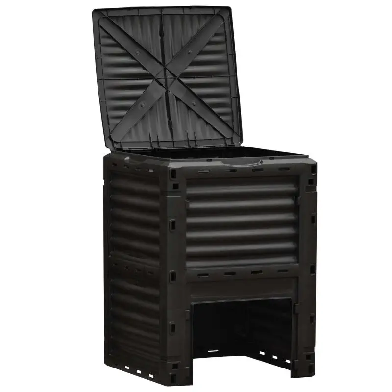 300L Capacity Compost Bin, Organic Compost Bin for Outdoor Garden Fertilizer Production with 48 Vents, 60.5x60.5x81.5 cm, Black