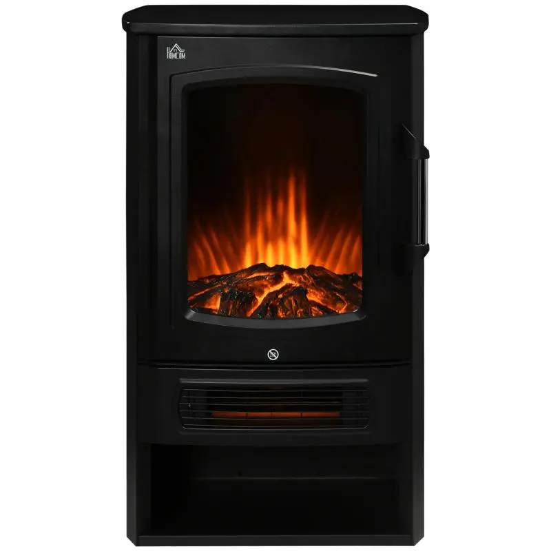 Electric Fireplace with Realistic Flames, Black