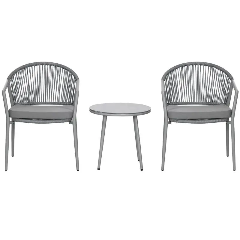Garden Furniture Set with 2 Chairs and Table, Grey
