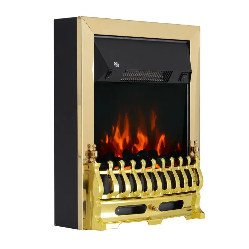 Electric Fireplace with Heater, Gold