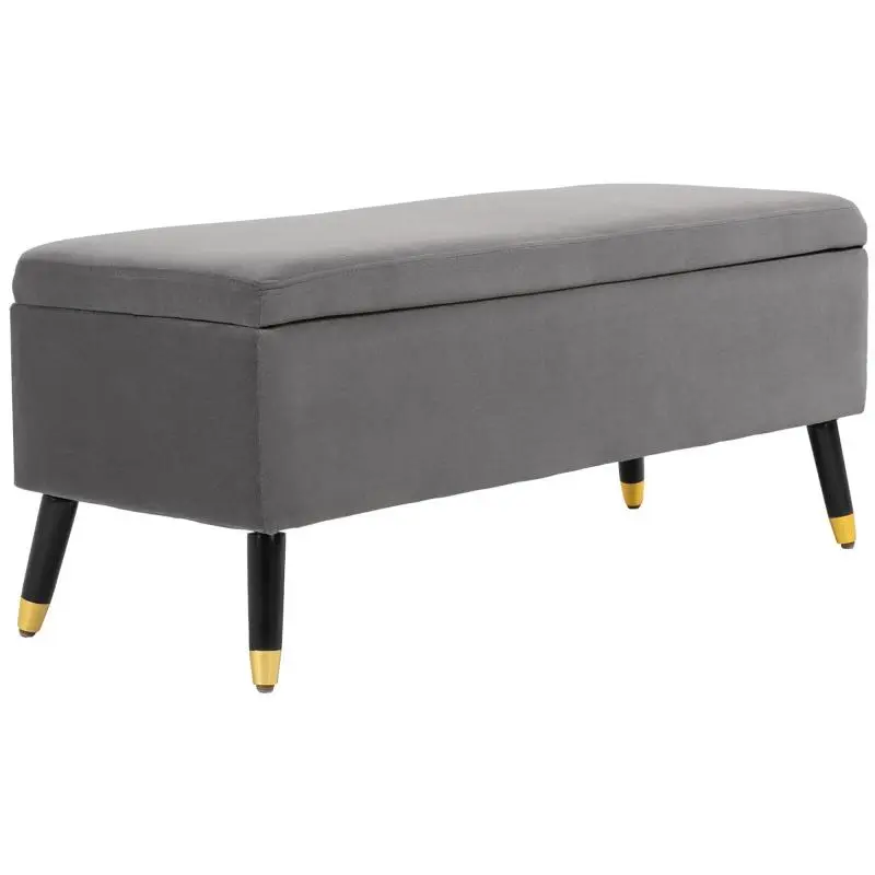 Upholstered Storage Bench, Charcoal Grey