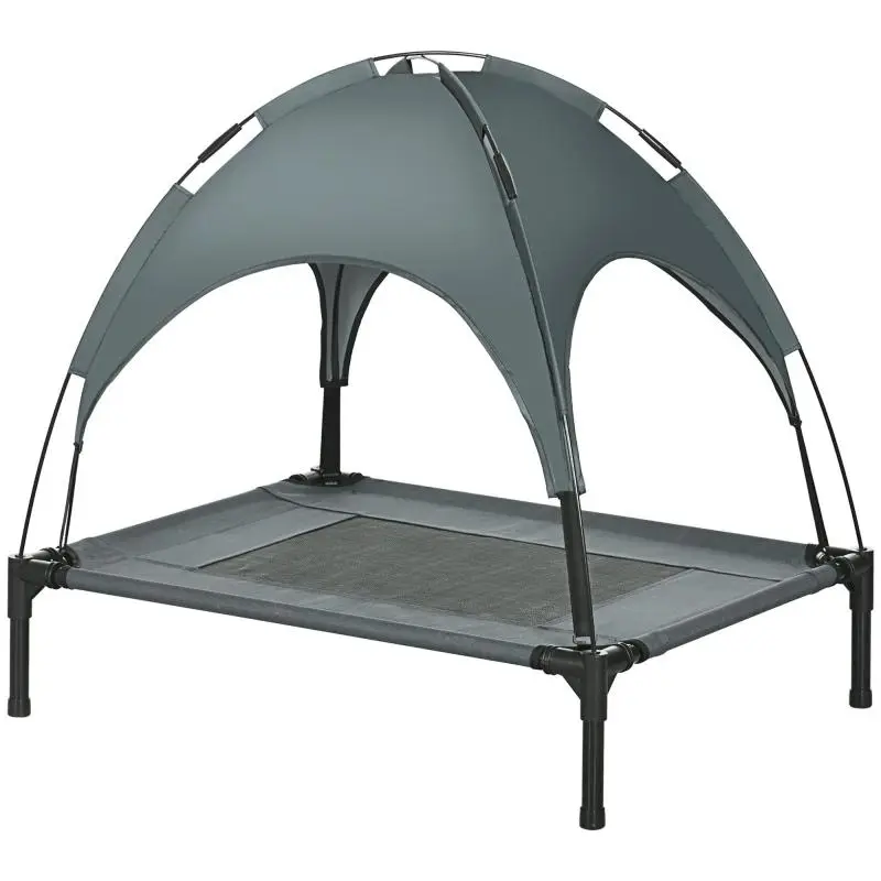 Elevated Dog Bed with Canopy, Grey
