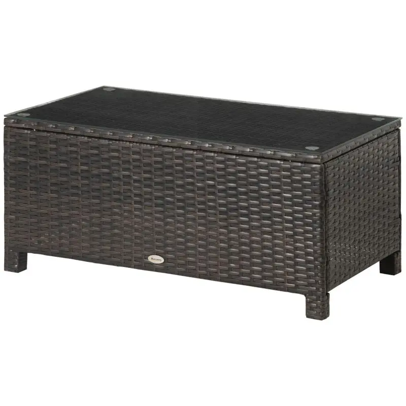 Brown Poly-Rattan Garden Side Table 85 x 50 x 39 cm