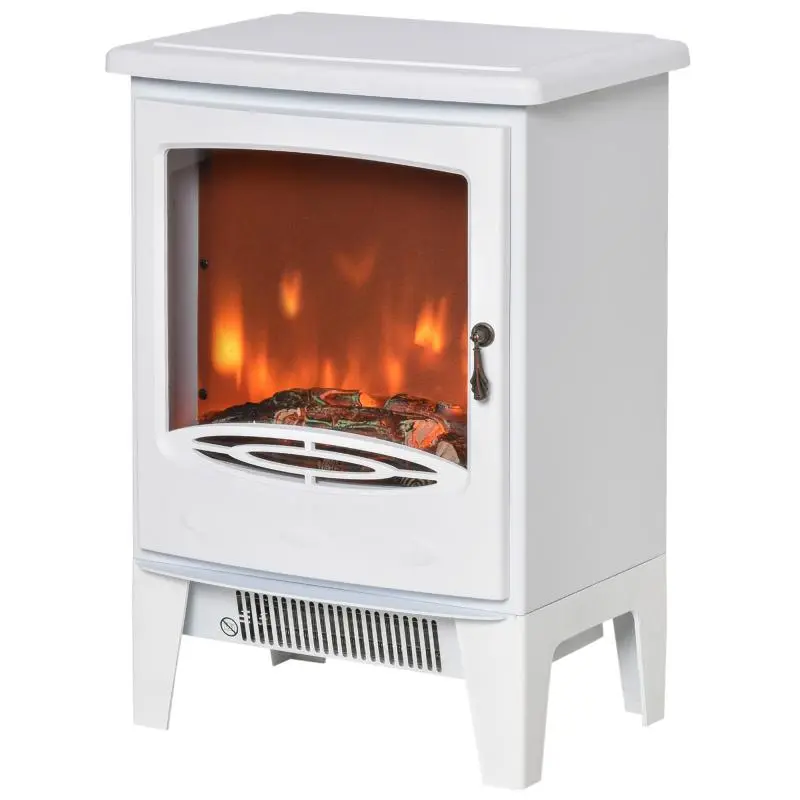 Electric Fireplace with LED Flame Effect, White