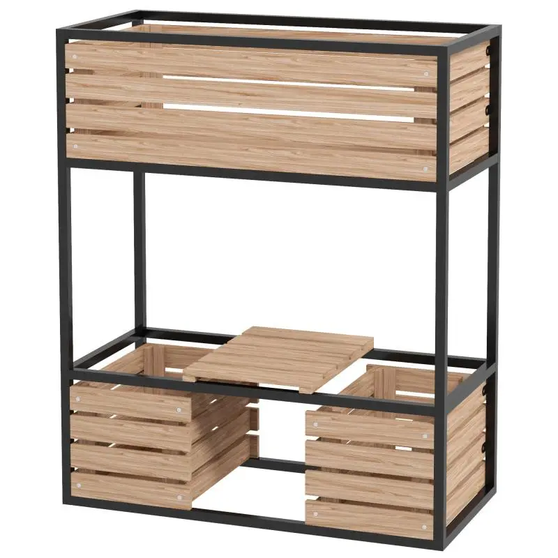 Planter Box with 3 Planters, 83 × 39 cm