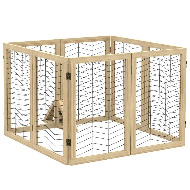 Foldable Wooden Pet Gate, 375 x 44 x 70 cm