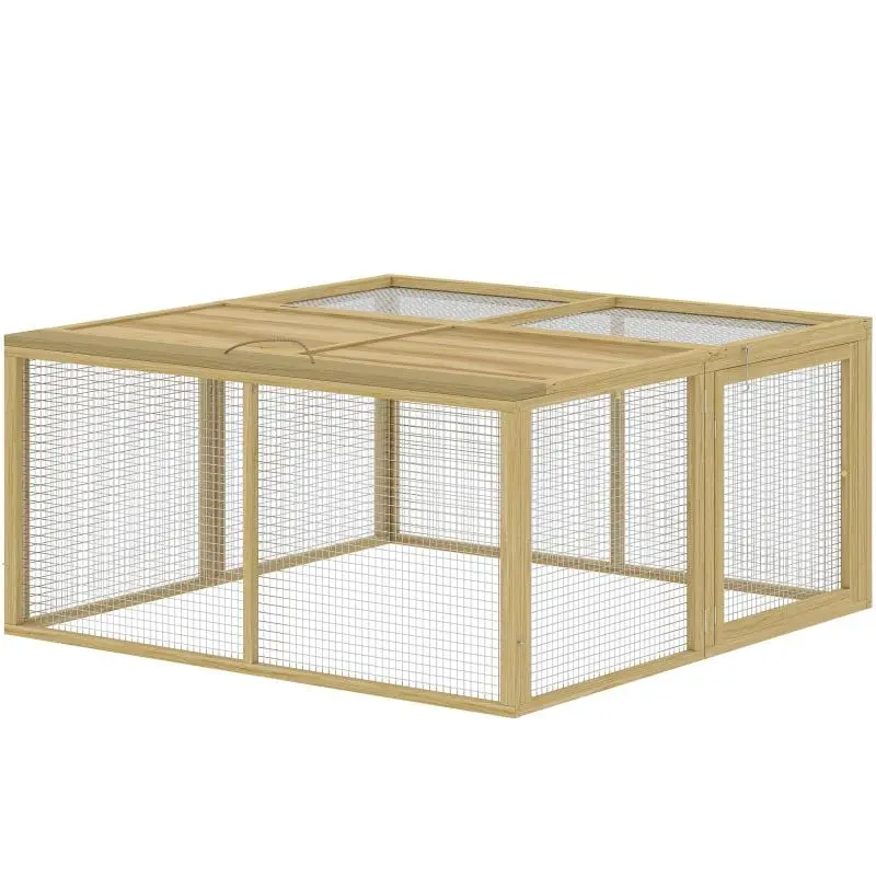 Wooden Rabbit Hutch with Opening Roof, 120 cm