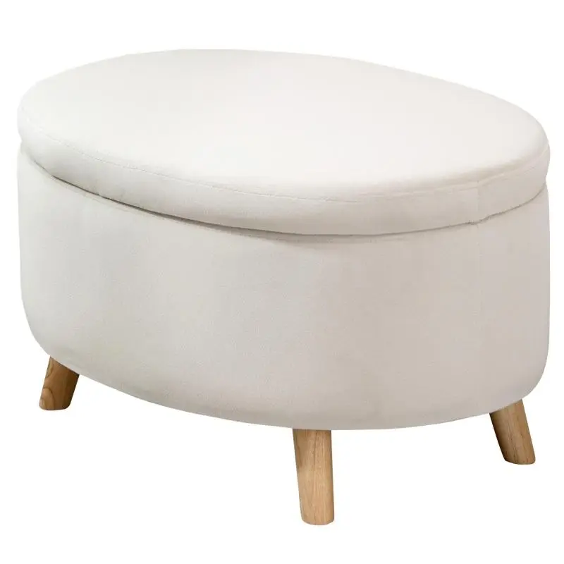 Oval Storage Bench, 71 cm, Beige