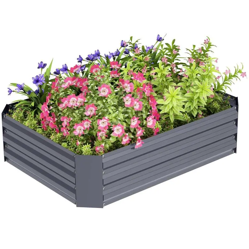 Raised garden bed made of galvanized steel, garden planter, plant box for garden, flower box, 120 x 90 x 30 cm, dark grey