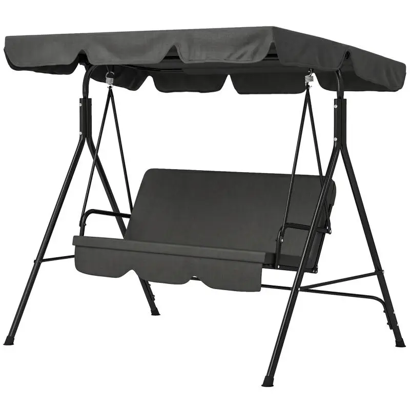 3-Seater Garden Swing Bench with Canopy, Black