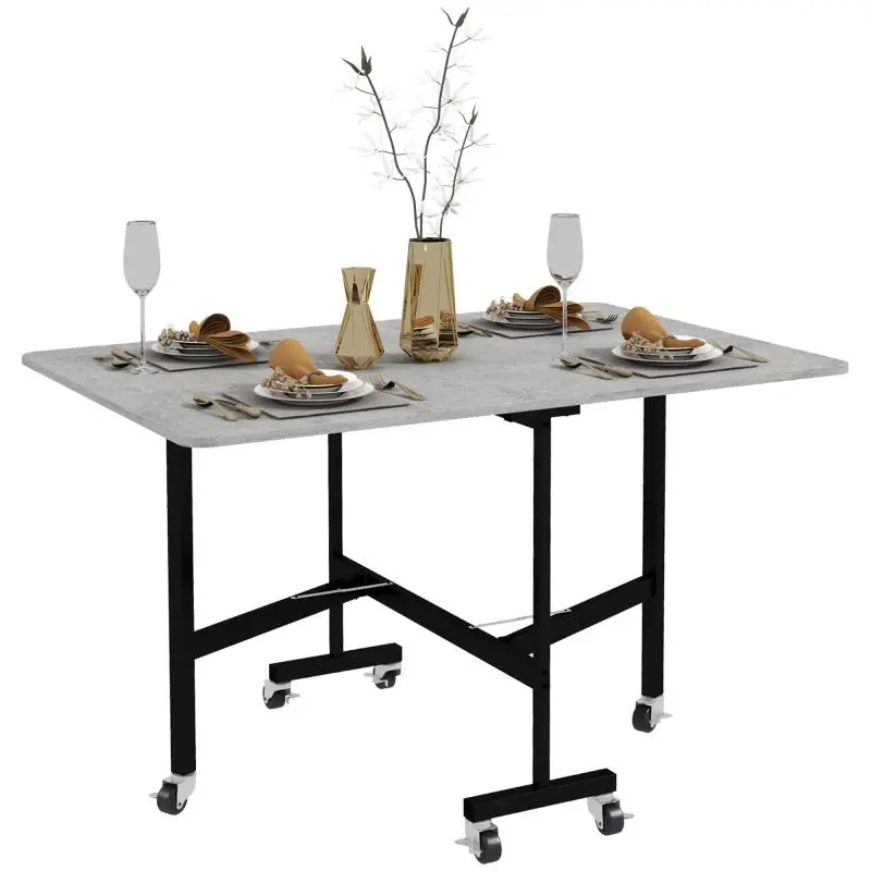 Folding Dining Table on Castors, Grey