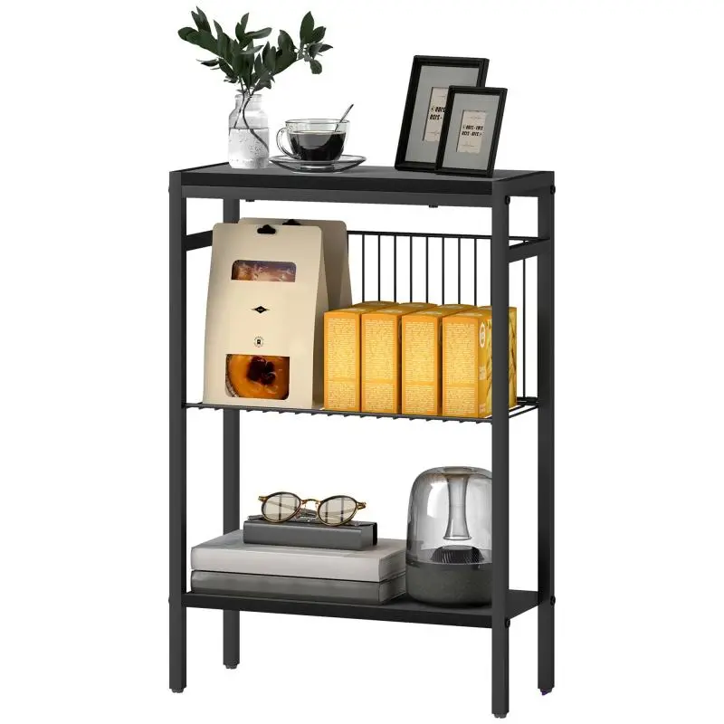 Side Table with 3 Shelves, 43 × 18 × 62.5 cm