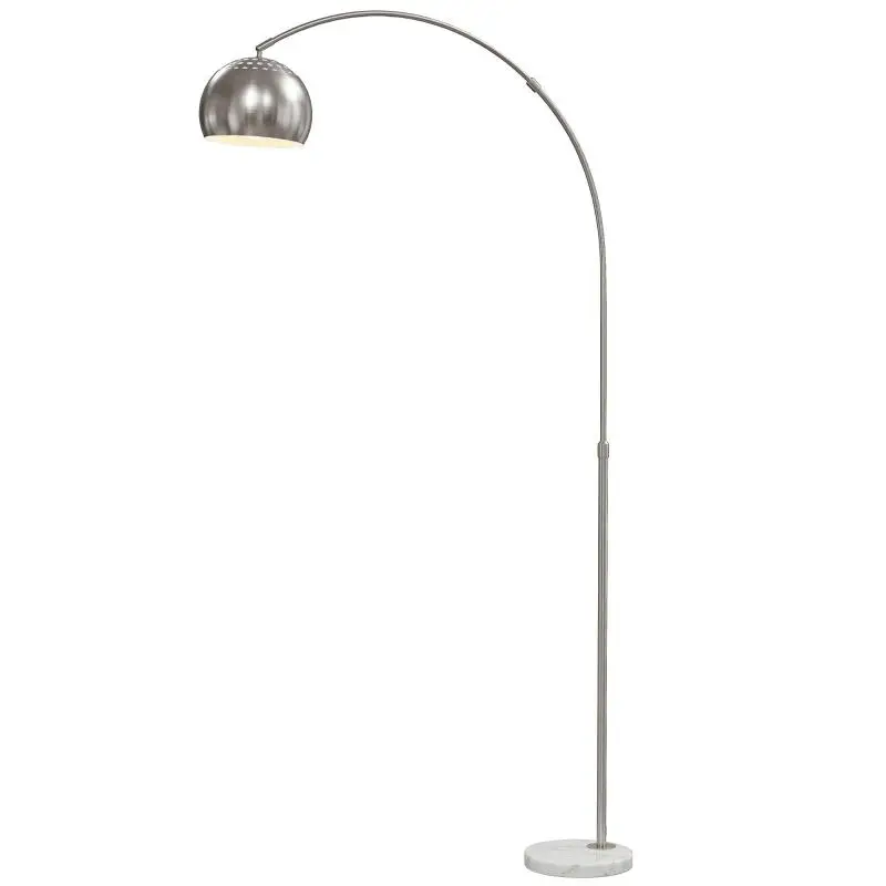 Arc Floor Lamp with Marble Base, 167 cm, Silver