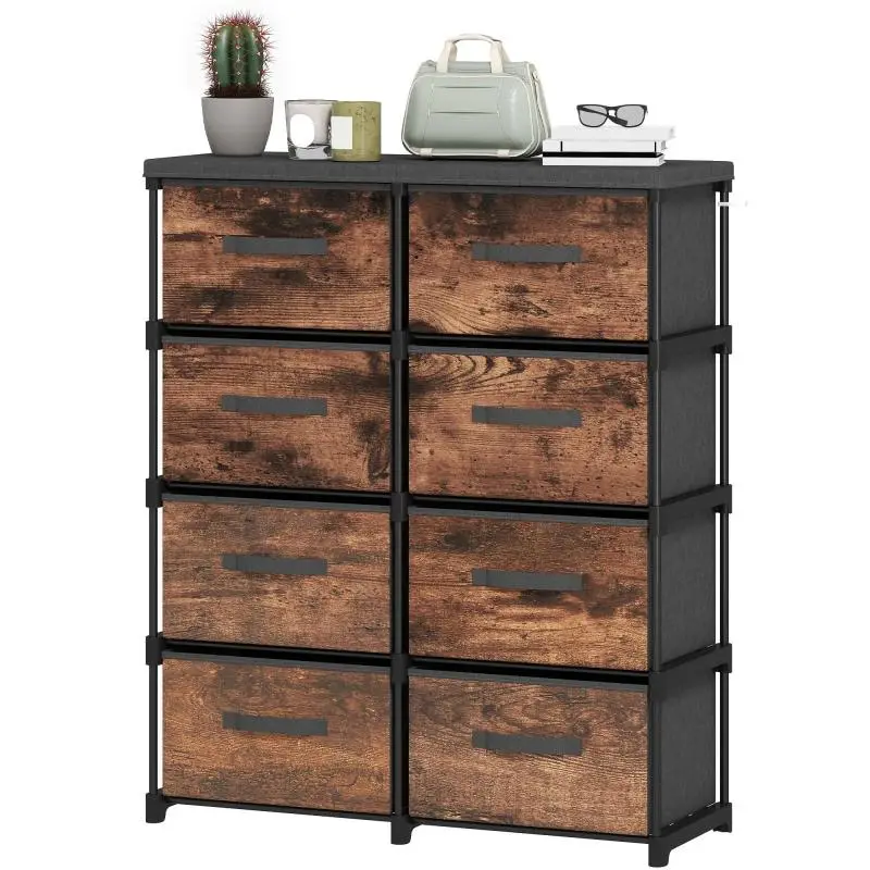8-Drawer Fabric Chest, Vintage Brown