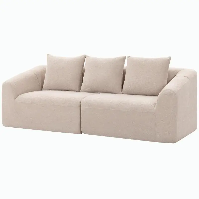 3-Seater Chenille Sofa, Beige