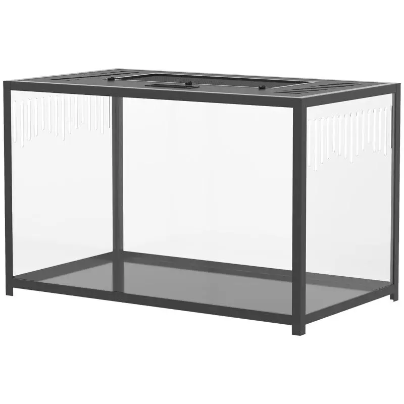 Acrylic and Metal Hamster Cage with Deep Base, Hinged Lid, Side Ventilation, 80x45x50.5cm, Black