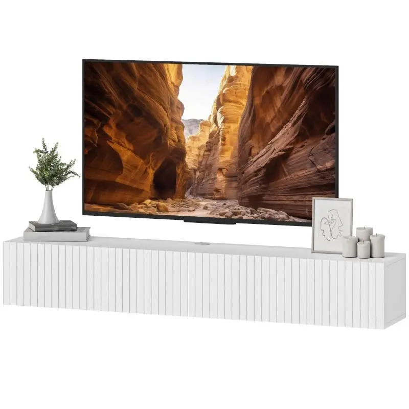 Wall-Mounted TV Unit, 140 cm, White