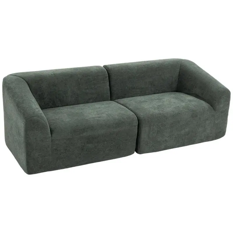 3-Seater Chenille Sofa, Dark Green
