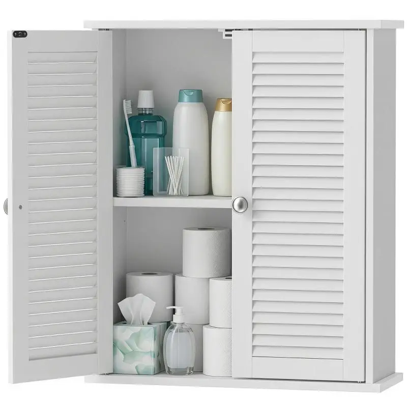 Bathroom Wall Cabinet with Louvered Doors