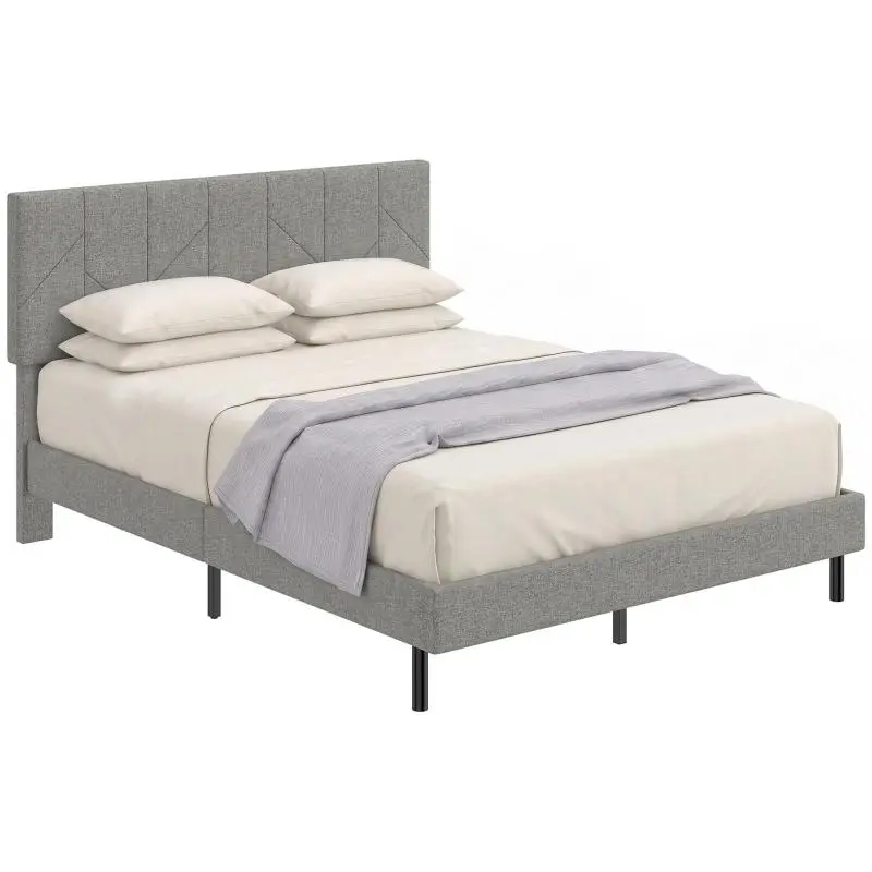 Bed Frame for 140 x 190 cm Mattress with Adjustable Headboard