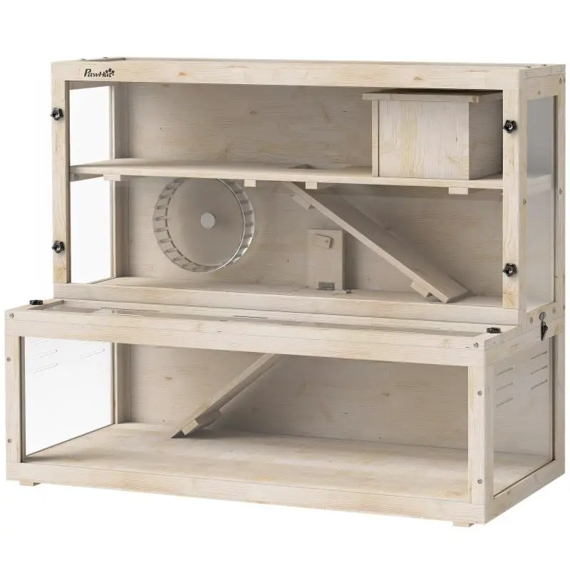 Wooden Hamster Cage, 3 Levels, 100 × 50 × 84 cm