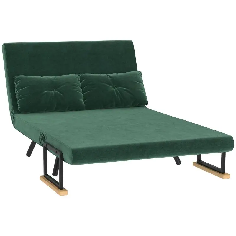 Velvet-Look Sofa Bed, 183 cm, Green