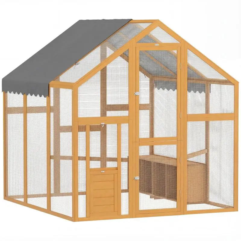Wooden Chicken Coop with Run, 168 × 183 × 182 cm