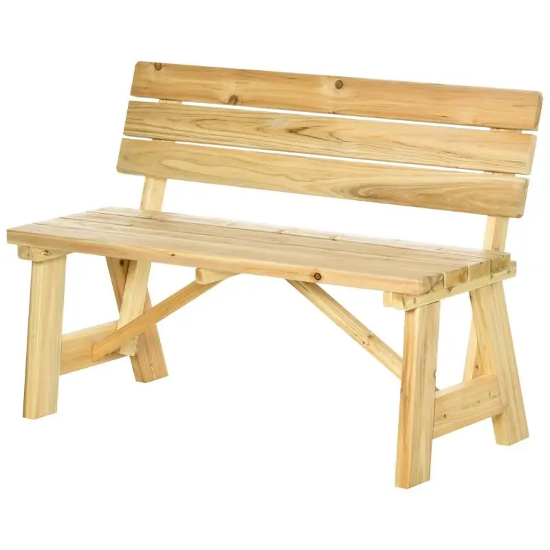 2-Seater Wooden Garden Bench, Weatherproof & UV-Resistant Outdoor Bench with Backrest, Park Bench (220 kg Load Capacity), Balcony Bench, Wooden Bench for Balcony, Patio, and Garden, 116 x 56 x 80 cm, Natural Finish