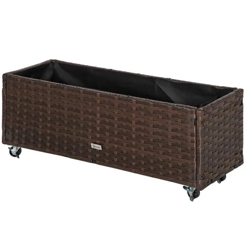 Raised Planter on Wheels, 94.5 cm, Coffee Brown