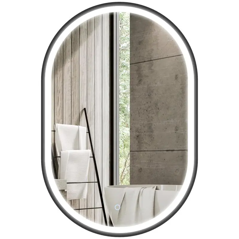 Oval Bathroom Mirror with LED Light, 60 × 90 cm