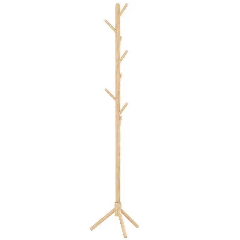 Freestanding Wooden Coat Rack with 8 Hooks